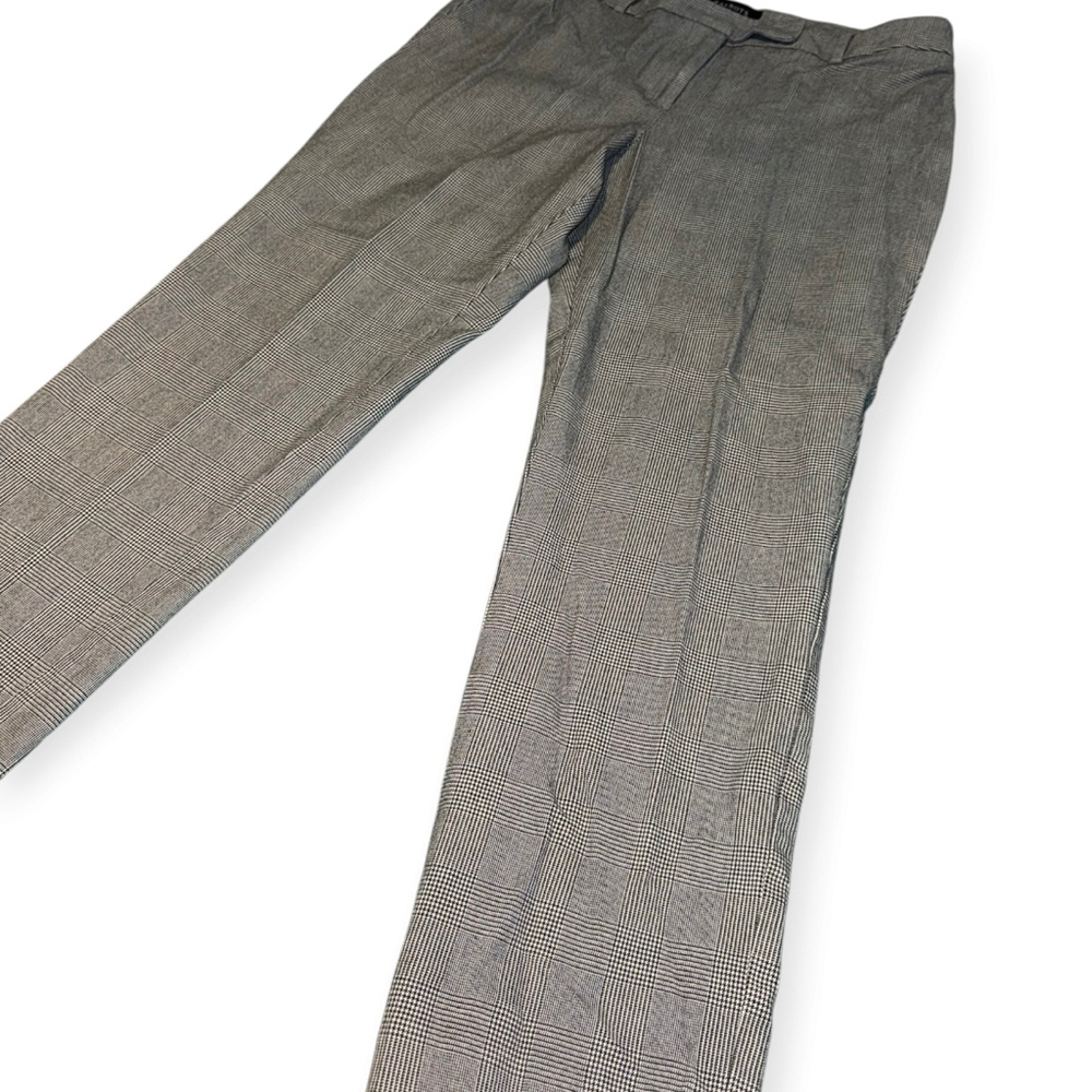 Talbots Black White Plaid High Waist Straight Leg Pants Size 10